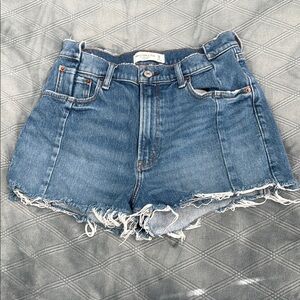 Abercrombie and Fitch The Mom Short High Rise Blue Denim Shorts